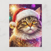 Carte Postale Chat de Noël (Devant)
