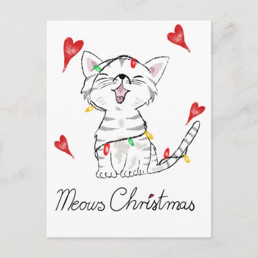 Carte Postale chat de Noël (Devant)