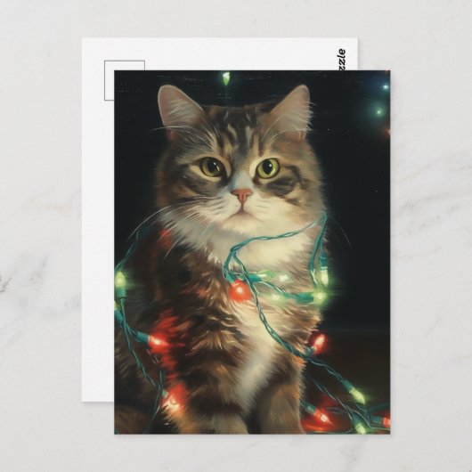 Carte Postale Chat de Noël (Devant / Derrière)