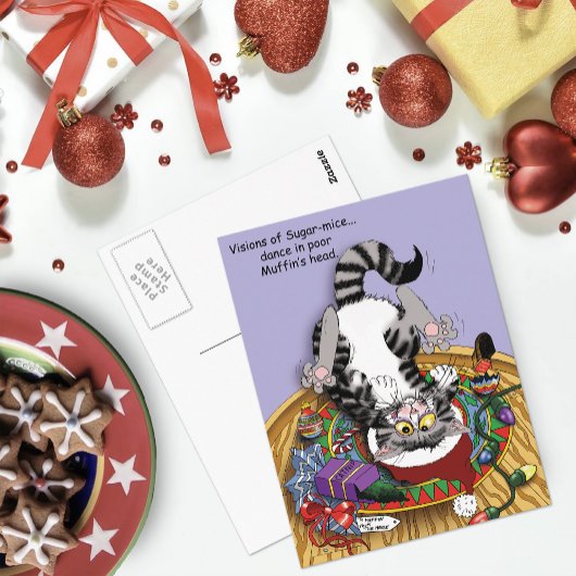 Carte Postale Chat de Noël