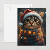 Carte Postale Chat de Noël adorable (Devant / Derrière)