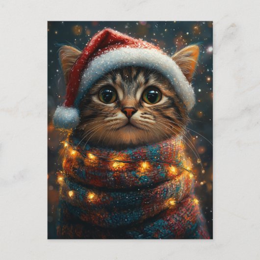 Carte Postale Chat de Noël adorable (Devant)