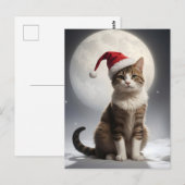 Carte Postale chat de noël dans la nuit (Devant / Derrière)