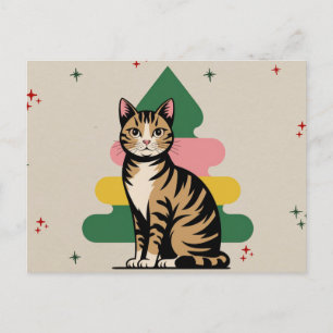 Carte Postale Chat de Noël de style moderne du milieu du XXe siè