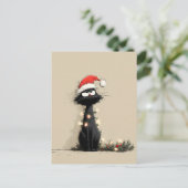 Carte Postale Chat de Noël grincheux (Debout devant)