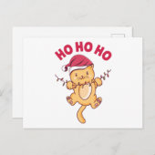 Carte Postale Chat de Noël Ho Ho (Devant / Derrière)