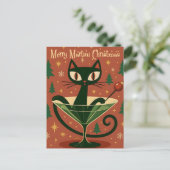 Carte Postale Chat de Noël Merry Martini de milieu de siècle (Debout devant)