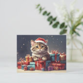 Carte Postale chat de Noël mignon (Debout devant)