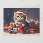 Carte Postale chat de Noël mignon (Devant)