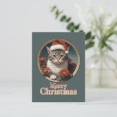 Carte Postale chat de Noël mignon (Debout devant)