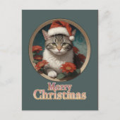 Carte Postale chat de Noël mignon (Devant)