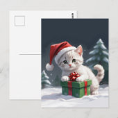 Carte Postale chat de Noël mignon (Devant / Derrière)