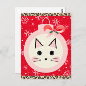 Carte Postale Chat de Noël mignon (Devant / Derrière)