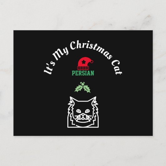 Carte Postale Chat de Noël - Persan (Devant)