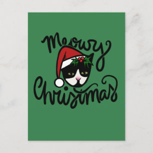 Carte Postale Chat de Noël Tuxedo