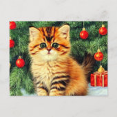 Carte Postale Chat de Noël Vintage (Devant)
