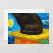 Carte Postale Chat de nuit étoilée de style Van Gogh (Devant / Derrière)