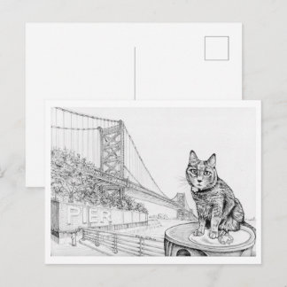 Carte Postale Chat de Philly près du pont Ben Franklin