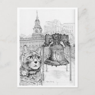 Carte Postale Chat de Philly visitant la cloche de la liberté