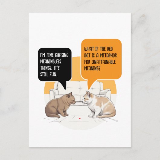 Carte Postale Chat de philosophie Point Rouge Humour Existential (Devant)