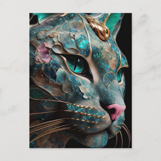 Carte Postale Chat de pierres précieuses (Devant)
