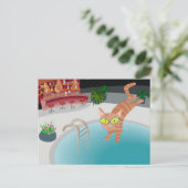 Carte Postale chat de piscine (Debout devant)