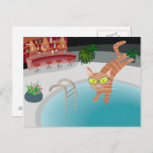 Carte Postale chat de piscine (Devant / Derrière)