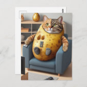 Carte Postale Chat de pomme de terre amusant avec des notes (Devant / Derrière)