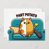 Carte Postale Chat de pomme de terre pièce amusante (Devant / Derrière)