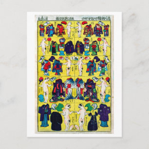 Carte Postale Chat de poupée en papier, Utagawa Yoshifuji, Ukiyo