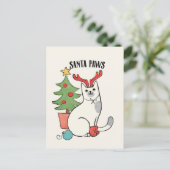 Carte Postale Chat de renne des pattes | de Père Noël (Debout devant)