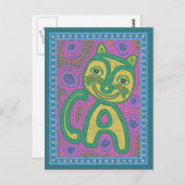 Carte Postale Chat de rêve coloré (Devant / Derrière)