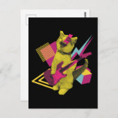 Carte Postale Chat de Rock and Roll Guitariste Musicien (Devant / Derrière)