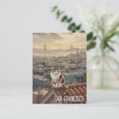 Carte Postale Chat de San Francisco sur un toit (Debout devant)
