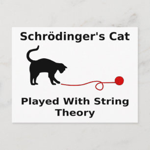 Carte Postale Chat de Schrödinger joué avec la théorie des corde