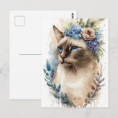 Carte Postale Chat de Siamese (Devant / Derrière)