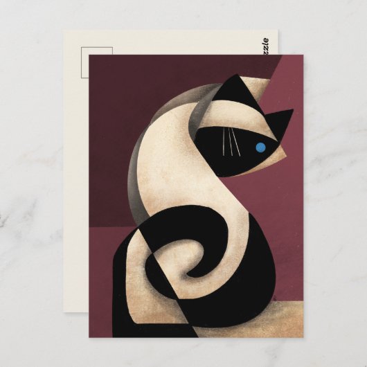 Carte Postale Chat de Siamese (Devant / Derrière)