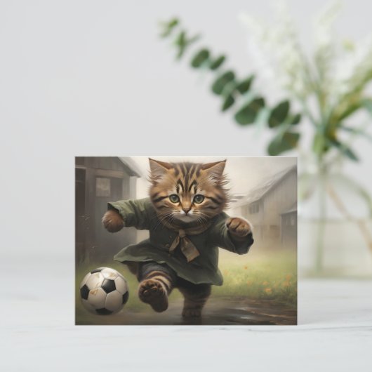 Carte Postale Chat de soccer mignon (Debout devant)