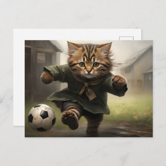 Carte Postale Chat de soccer mignon (Devant / Derrière)