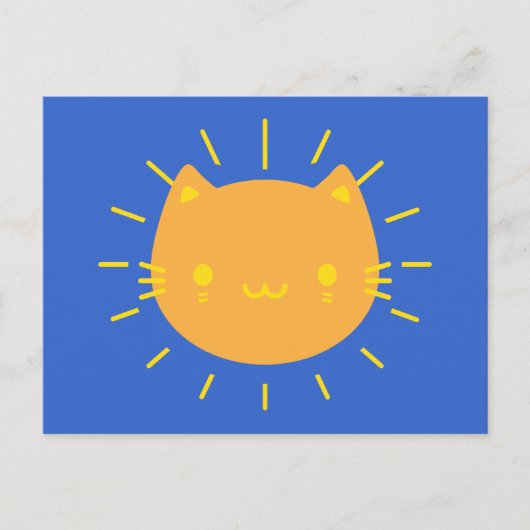 Carte Postale Chat de soleil Kawaii (Devant)