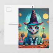 Carte Postale Chat de sorcière funky (Devant / Derrière)