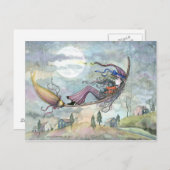 Carte postale Chat de sorcière Halloween par Molly (Devant / Derrière)