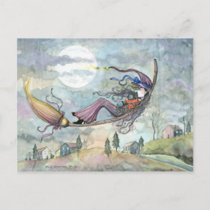 Carte postale Chat de sorcière Halloween par Molly