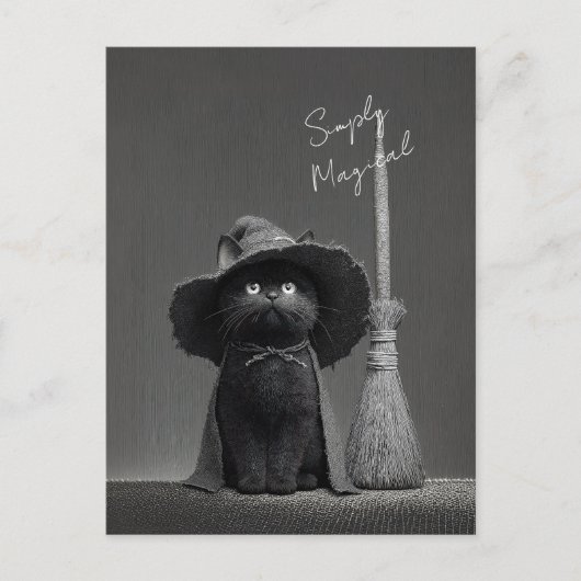 Carte Postale Chat de sorcière simplement magique (Devant)