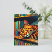 Carte Postale Chat de style BD endormi (Debout devant)