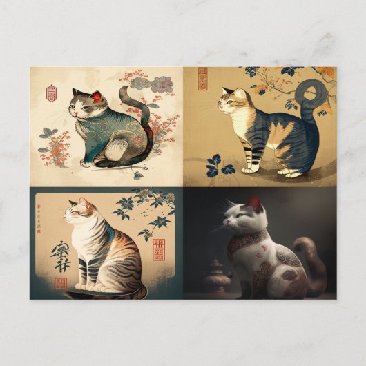 Carte Postale Chat de style chinois (Devant)