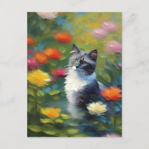 Carte postale Chat de style Monet