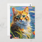 Carte postale Chat de style Monet (Devant / Derrière)