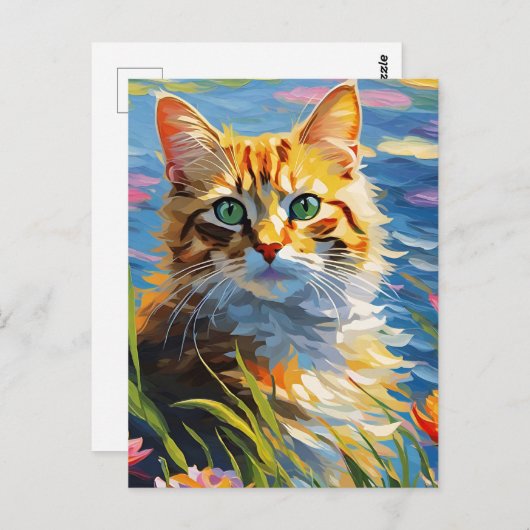 Carte postale Chat de style Monet (Devant / Derrière)