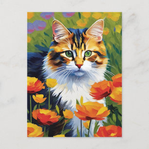Carte postale Chat de style Monet